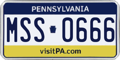 PA license plate MSS0666