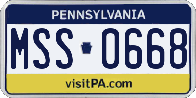 PA license plate MSS0668