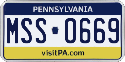 PA license plate MSS0669