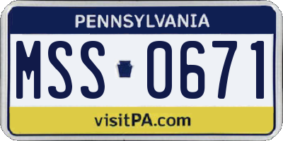 PA license plate MSS0671