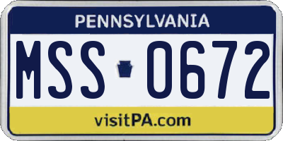 PA license plate MSS0672