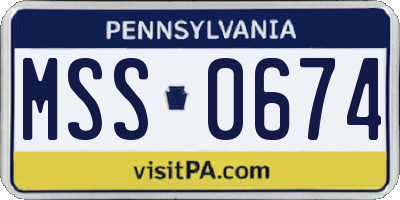 PA license plate MSS0674