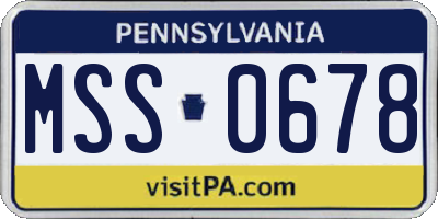 PA license plate MSS0678