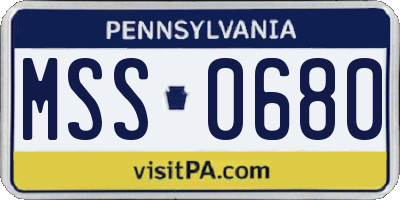 PA license plate MSS0680