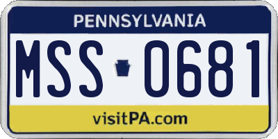 PA license plate MSS0681