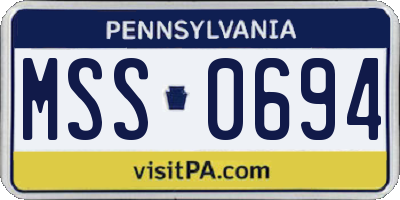 PA license plate MSS0694