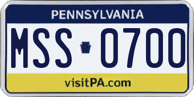 PA license plate MSS0700