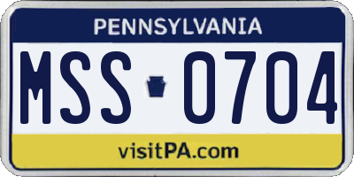 PA license plate MSS0704