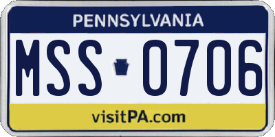 PA license plate MSS0706