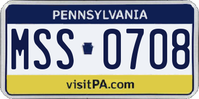 PA license plate MSS0708