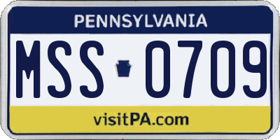 PA license plate MSS0709