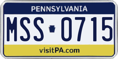 PA license plate MSS0715