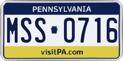 PA license plate MSS0716