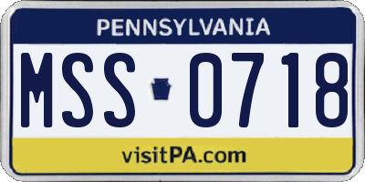PA license plate MSS0718