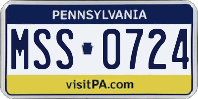 PA license plate MSS0724