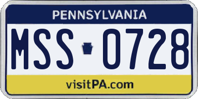 PA license plate MSS0728