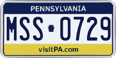 PA license plate MSS0729