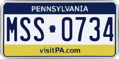 PA license plate MSS0734