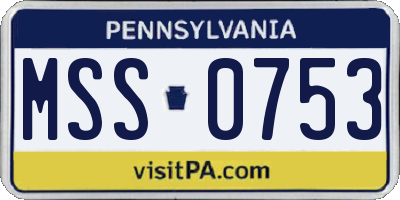 PA license plate MSS0753