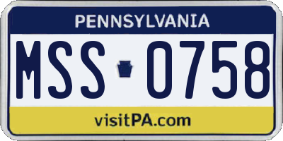 PA license plate MSS0758