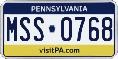 PA license plate MSS0768