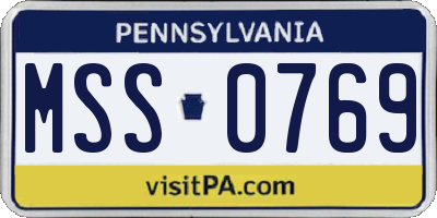 PA license plate MSS0769