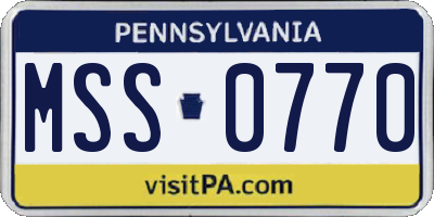 PA license plate MSS0770