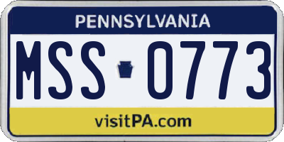 PA license plate MSS0773