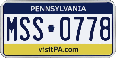 PA license plate MSS0778