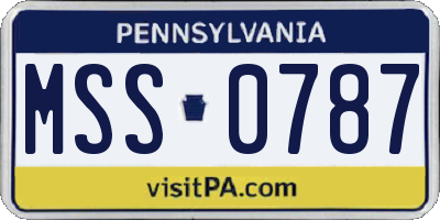 PA license plate MSS0787