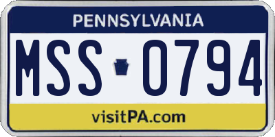 PA license plate MSS0794