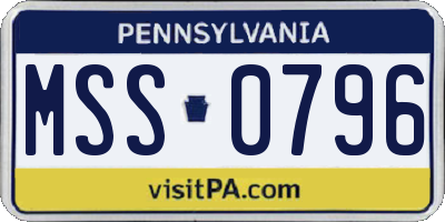 PA license plate MSS0796