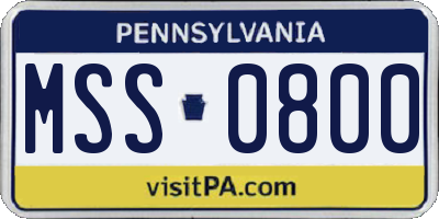 PA license plate MSS0800