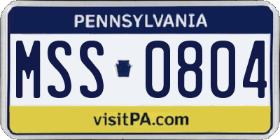 PA license plate MSS0804