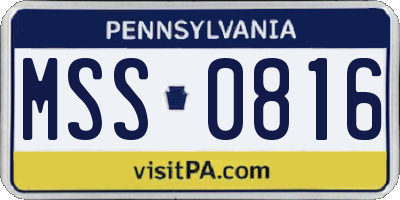 PA license plate MSS0816