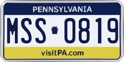 PA license plate MSS0819
