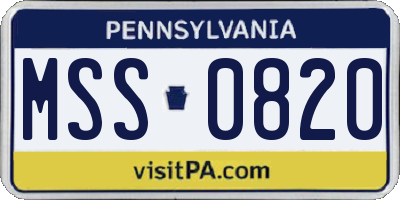 PA license plate MSS0820