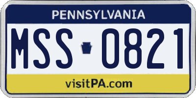 PA license plate MSS0821