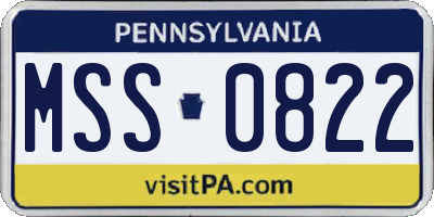 PA license plate MSS0822