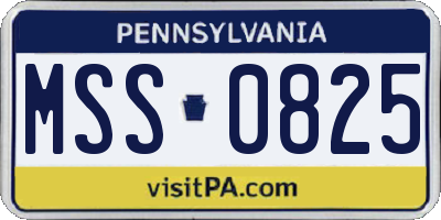 PA license plate MSS0825