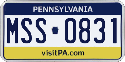 PA license plate MSS0831