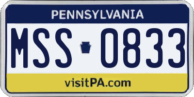 PA license plate MSS0833