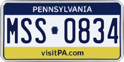 PA license plate MSS0834