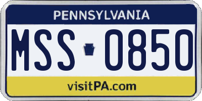 PA license plate MSS0850