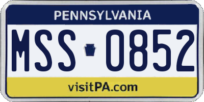 PA license plate MSS0852