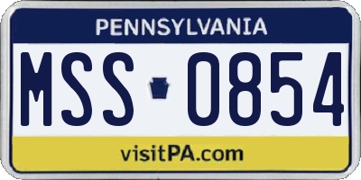 PA license plate MSS0854