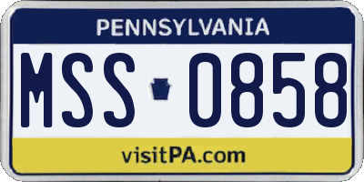 PA license plate MSS0858