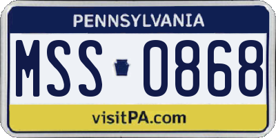 PA license plate MSS0868