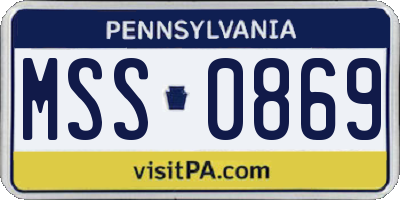 PA license plate MSS0869