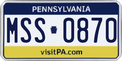 PA license plate MSS0870